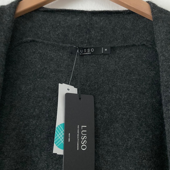 Lusso Heather Charcoal Duster Cardigan Cashmere Size M - Picture 3 of 10